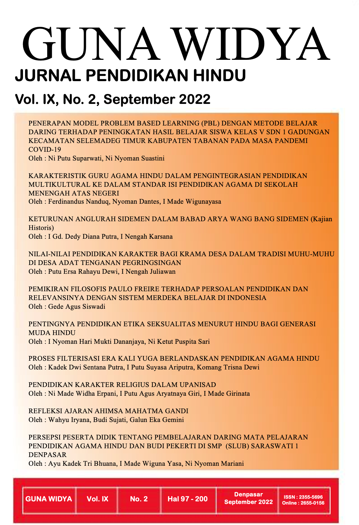 					Lihat Vol 9 No 2 (2022): Jurnal Guna Widya Volume 9 Nomor 2 September 2022
				