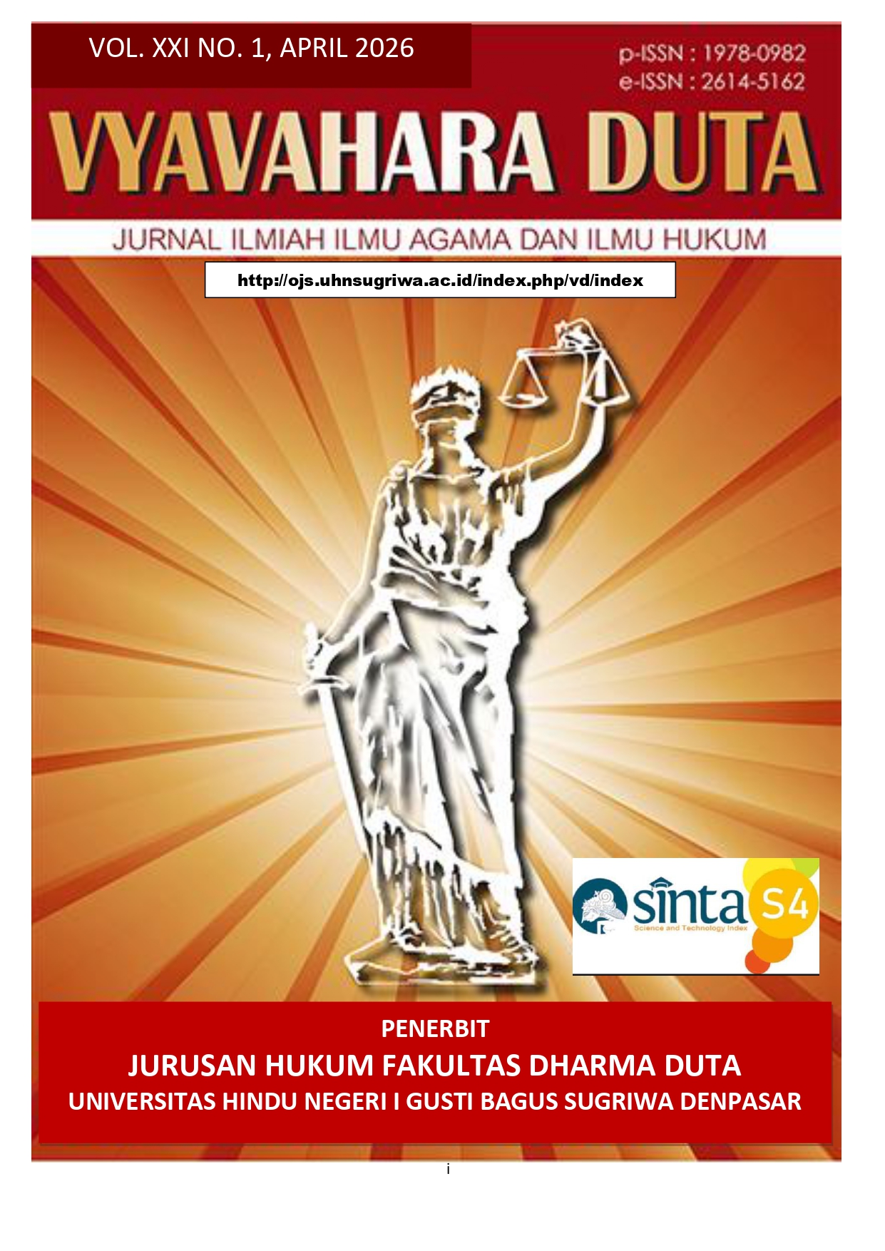 					View Vol. 21 No. 1 (2026): Vyavahara Duta
				
